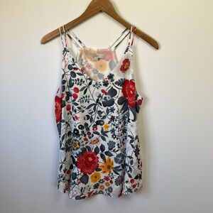 Bold Floral Fabric with Red and Yellow Blooms